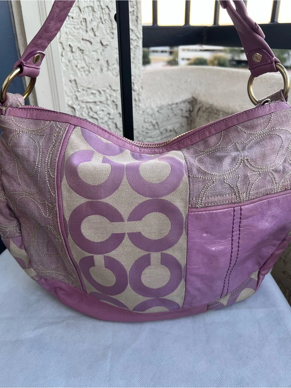 Coach Pink Lavender Ali Patchwork Shoulder Bag